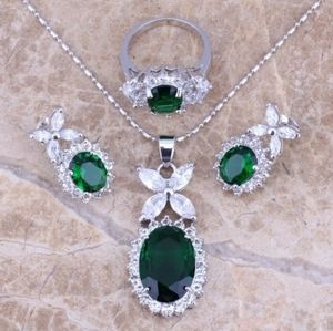 Eleganly crafted 4pc butterfly green emerald set